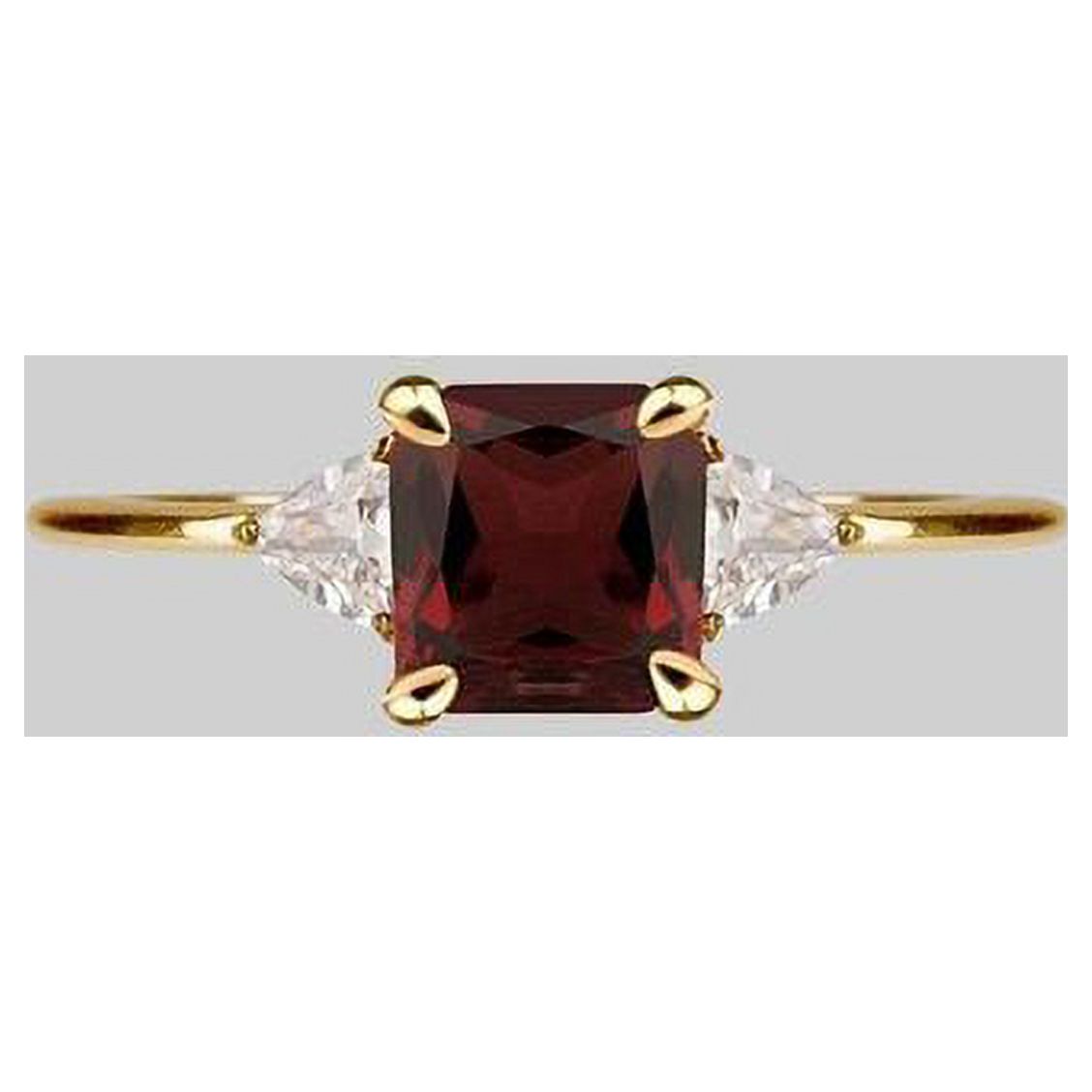 Carillon January Birthstone Red Garnet Ring, Gemstone Promise 0.75 ct 925 Sterling Silver Yellow Gold Plated Ring for Women, Ring Size : 4